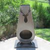 Stag corten outdoor fireplace brazier in chiminea shape made with New Zealand steel - front
