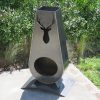 Stag corten outdoor fireplace brazier in chiminea shape made with New Zealand steel - side