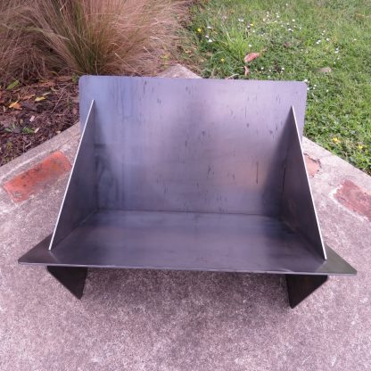 Solid collapsible corten outdoor fireplace brazier made with New Zealand steel - side