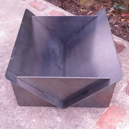 Solid collapsible corten outdoor fireplace brazier made with New Zealand steel - top